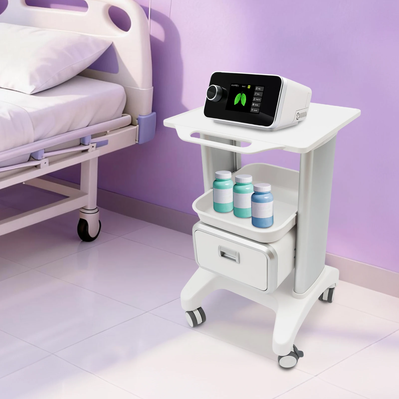 Medizinischer Rollwagen mit Rädern Mobiler Wagen für Kosmetikinstrumente 100kg Tragkraft Rollender Werkzeugwagen für Krankenhäuser/Spas/Kliniken – Detail 7
