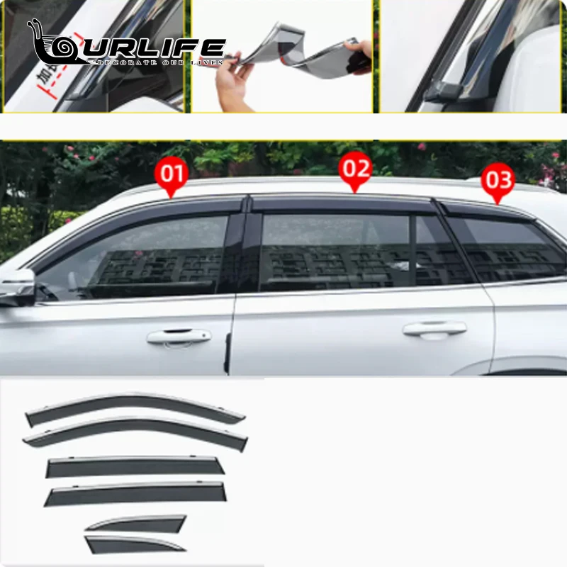 For Geely Monjaro Grand Koleos 2022 2023 2024 Window Visor Awnings Shelters Vent Shades Sun Rain Deflector Guard Accessories