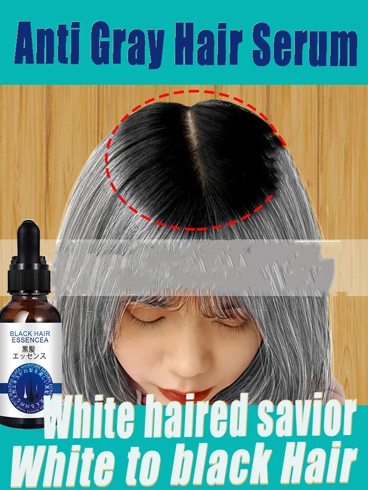 

10 days Hair roots grow black essence Hair care Anti-grey ahair essence Serumrestore natural color and restore Black the growth