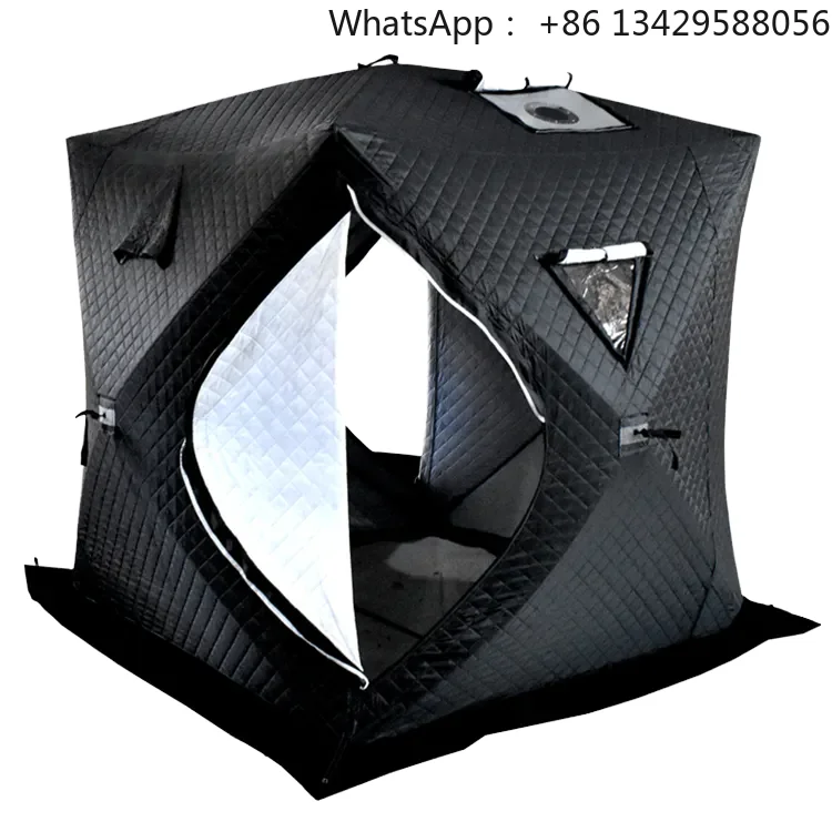 

Portable Double Layer Oxford Fabric Sauna Room Tent Pop-up Winter Wood Burning Stove Glass Fiber Pole Two for Parties Fishing