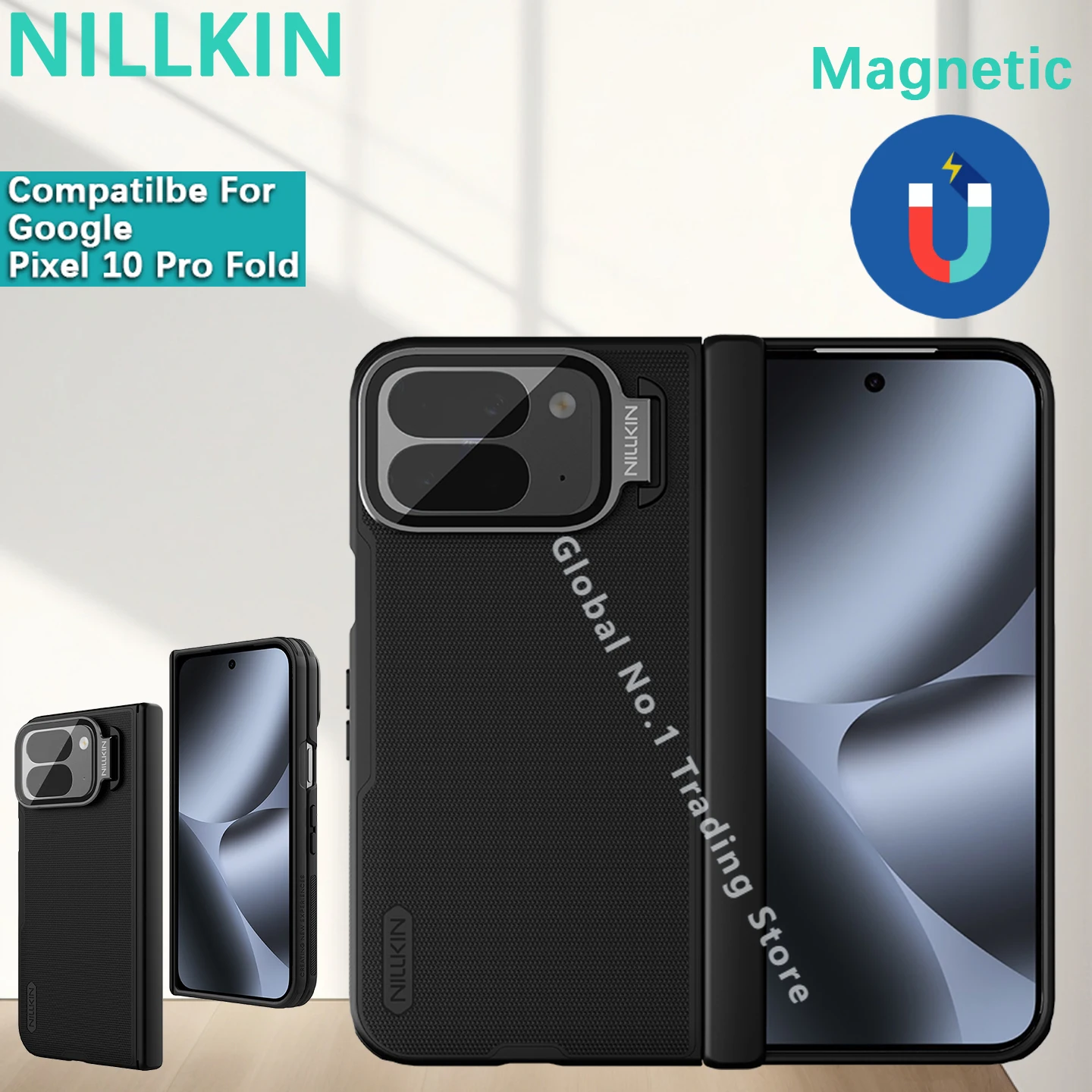 

NILLKIN для Google Pixel 10 Pro складной чехол с матовым щитком, магнитный противоударный чехол с держателем для телефона, чехол для камеры