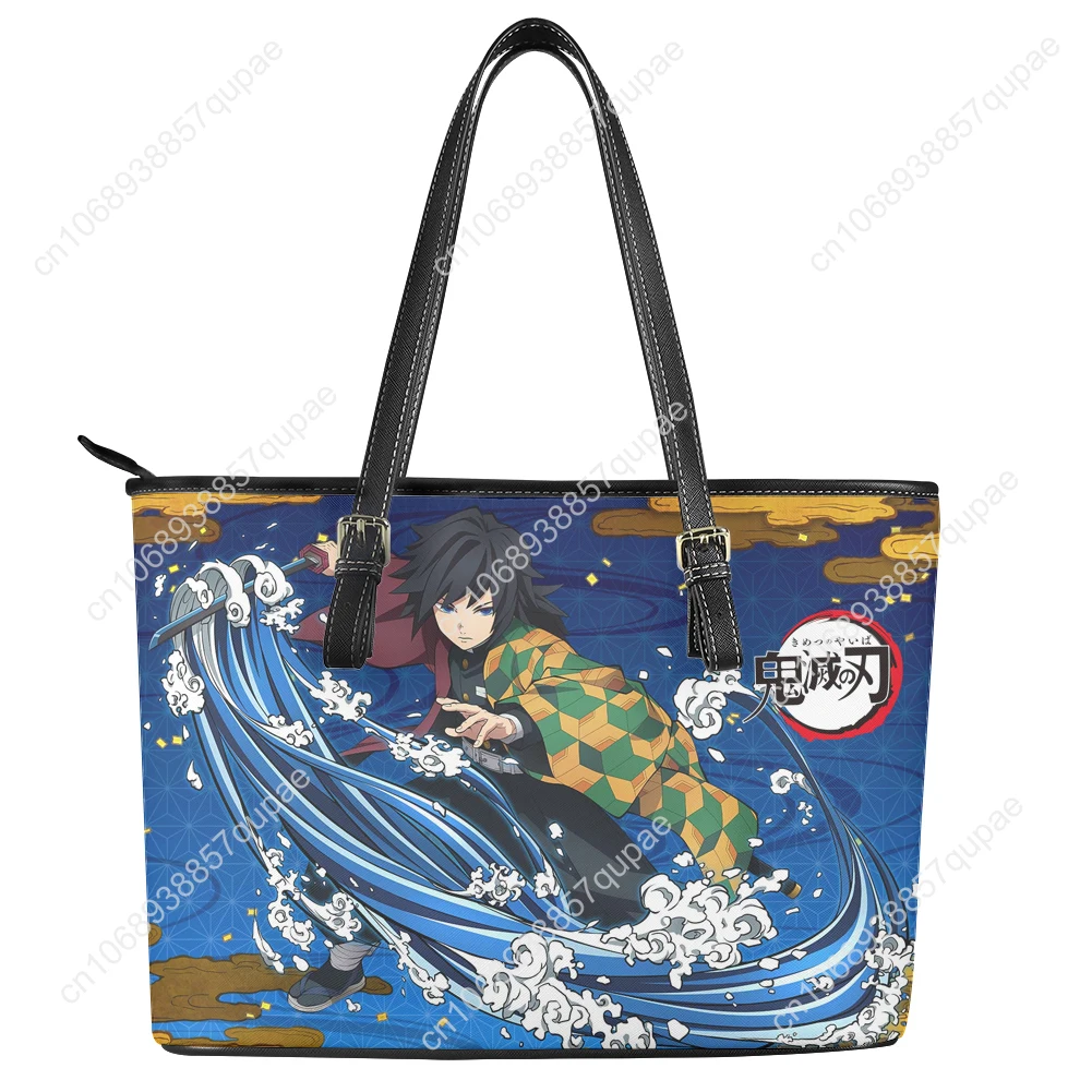 Japan Anime Cartoon Giyu Tomioka Water Hashira Custom Handbag Women Men Tote Bag Shoulder Bag Business Leather Purse Travel Bag