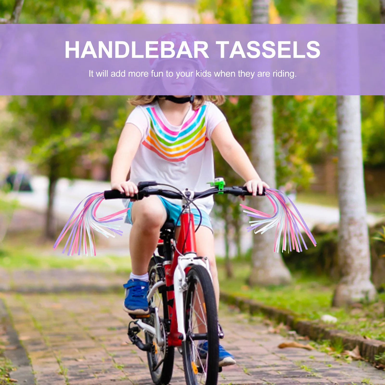

Pair Children Bike Handlebar Tassels Colorful Pink Purple Durable Fun Scooter Accessories Handlebar Streamers Bike Tassels