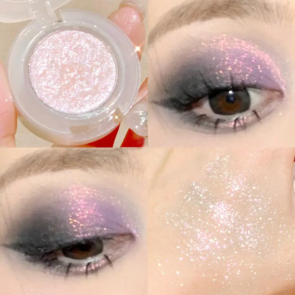 Ombretto Glitter monocromatico evidenziatore perlescente cosmetici per gli occhi tavolozza per il trucco in polvere trucco brillante ombretto lucido Dia U3t4