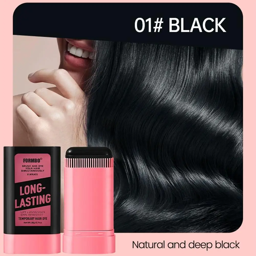 عصا صبغ الشعر باللون الأسود والبني مع مشط تلوين الشعر المؤقت المقاوم للماء وغطاء للاستعمال مرة واحدة قلم خط شعر اللحية الأبيض