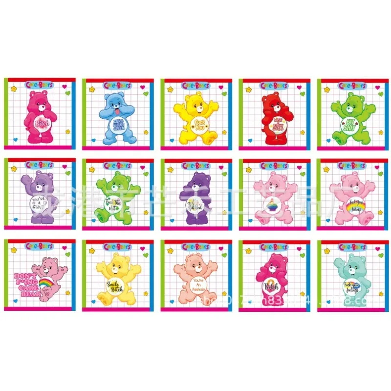 MINISO Anime Care Bears Movie F, caja de almacenamiento de parches acrílicos láser, accesorios de bricolaje, portalápices, pieza cuadrada de dibujos animados, nuevo, 6cm/8cm