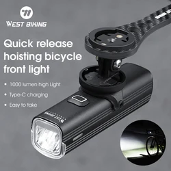 WEST BIKING Bicycle Light 1000 Lumens High Brightness Aluminum Alloy Shell Road MTB Cycling Safety Life Waterproof Front Lights