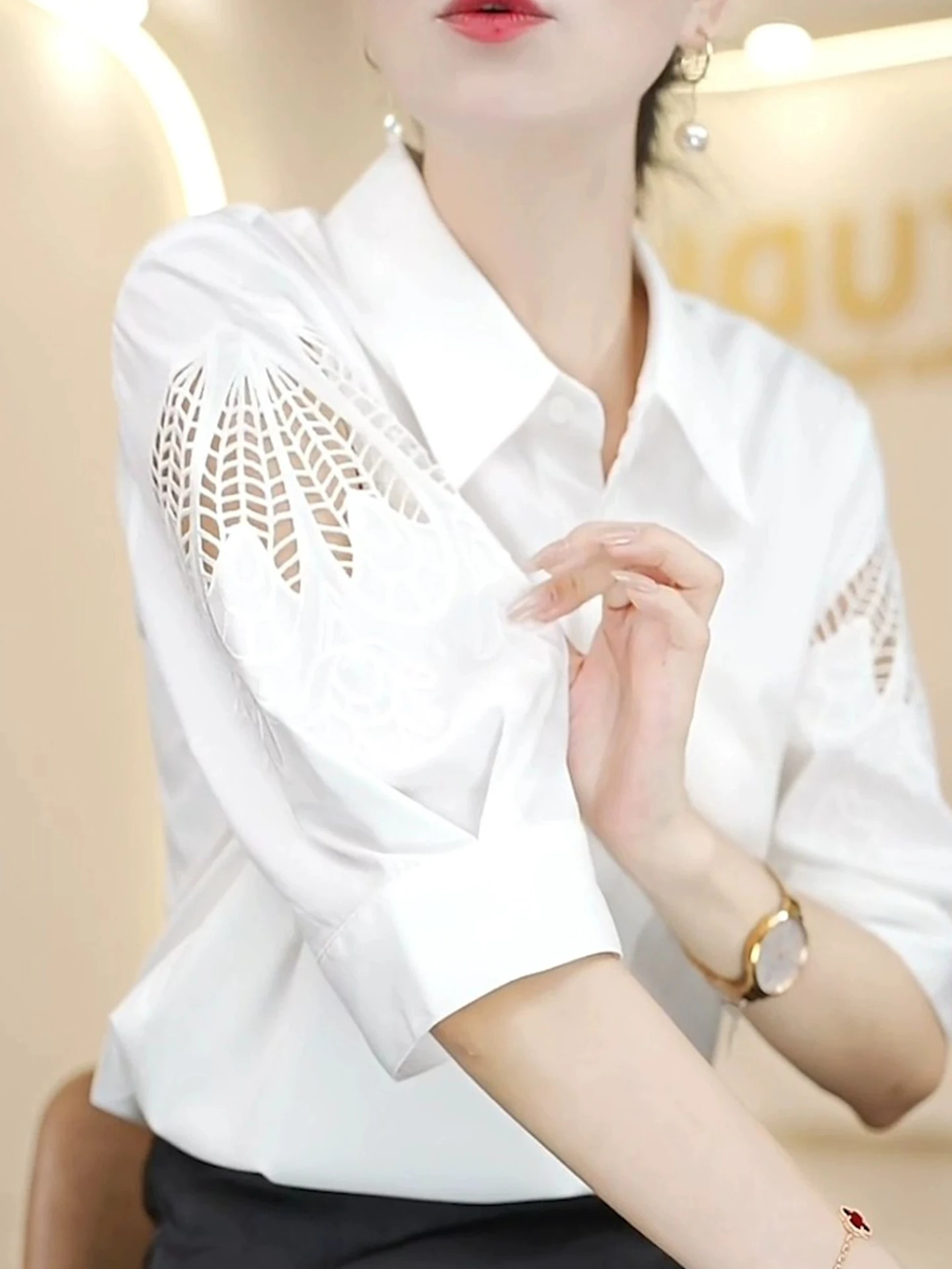 Faionable Hollow Out Design Damen irt Korean Sle Pure Color Simple Match All Seasons Casual Faion Top Sommer 2025