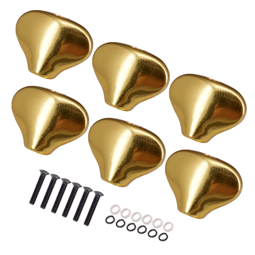 6Pcs Zinc Alloy Electric Guitar Tuning Pegs Cap Tuners Machine Head Replacement Buttons Knobs Guitar Accessories,Gold