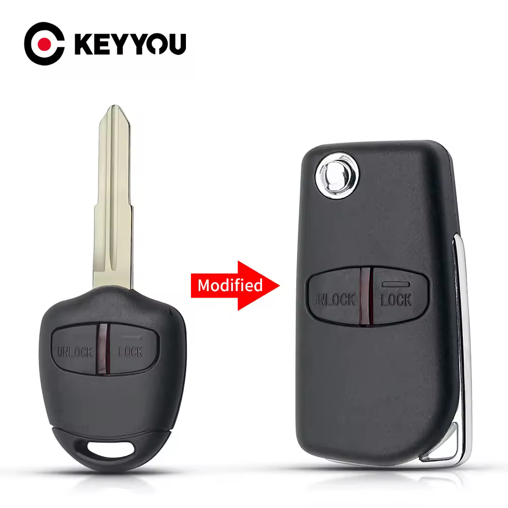 מקלדת מפתחות מותאמת לרכב KEYYOU עם כיסוי מקלדת מפתחות 2/3 כפתורים עבור מיצובישי לנסר EX אבולוציה גרנדיס אאוטלנדר להב ימין/שמאל