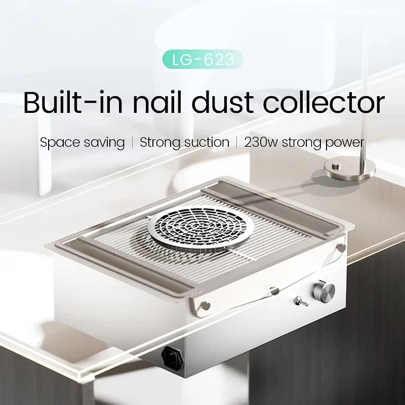 Profession Intelligent Brushless Centrifugal Nail Vacuum Cleaner High Quality Square Shape Embedded Nail Dust Collector