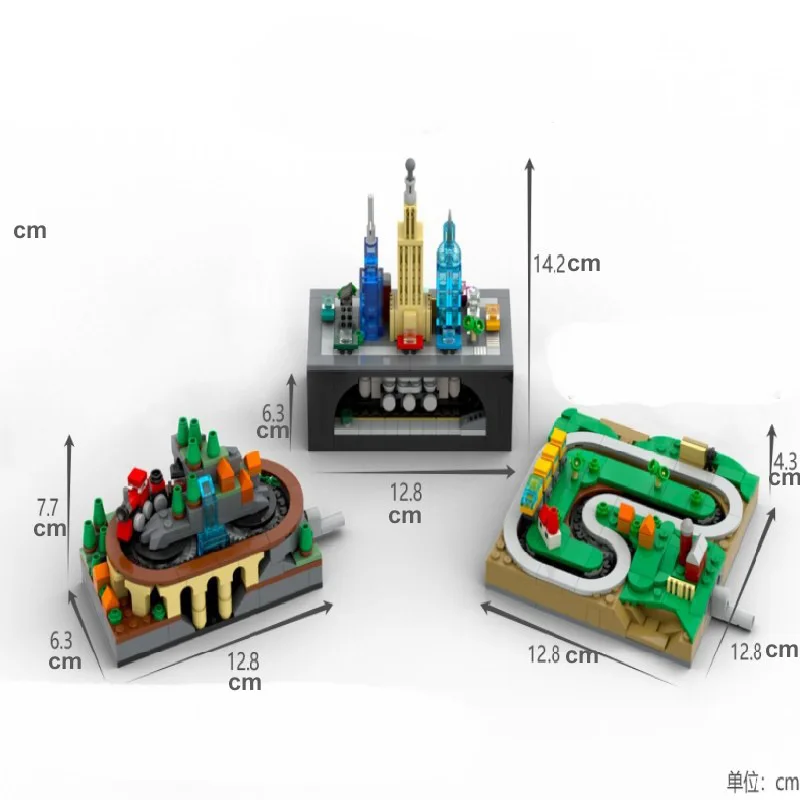 รถไฟจิ๋ว MOC สร้างสรรค์ แบบหมุนมือ ชุดตัวต่อรถไฟเมือง ของเล่น DIY สำหรับเด็ก เป็นของขวัญ