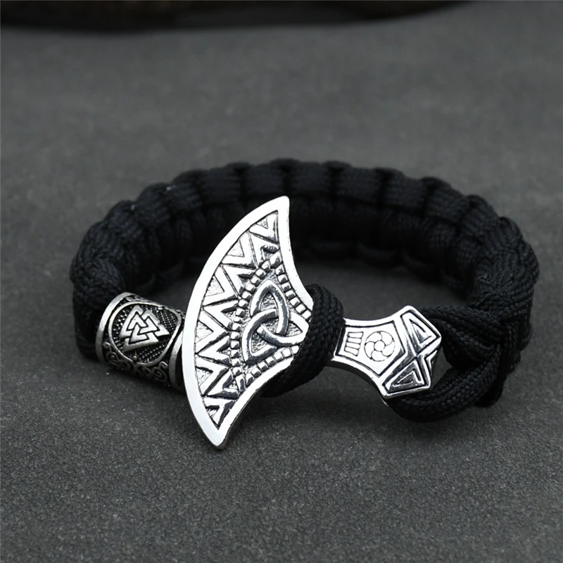 Mjolnir Viking Runes Beads Scandinavian Norse Celt Axe Bracelet Nordic Rune Ax Wristband Bangle For Men Amulet Talisman Jewelry
