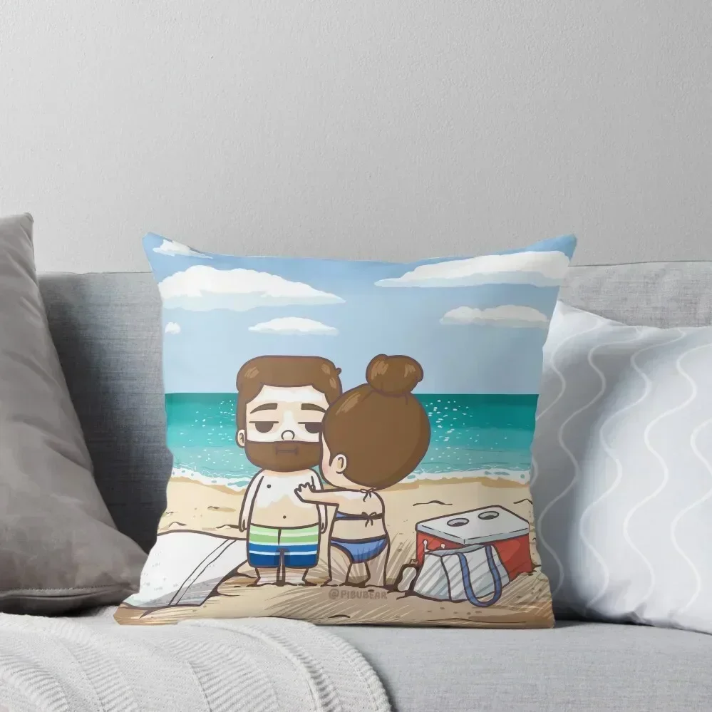 

beach day Throw Pillow anime girl Elastic Cover For Sofa Embroidered Cushion Cover Custom Cushion pillow