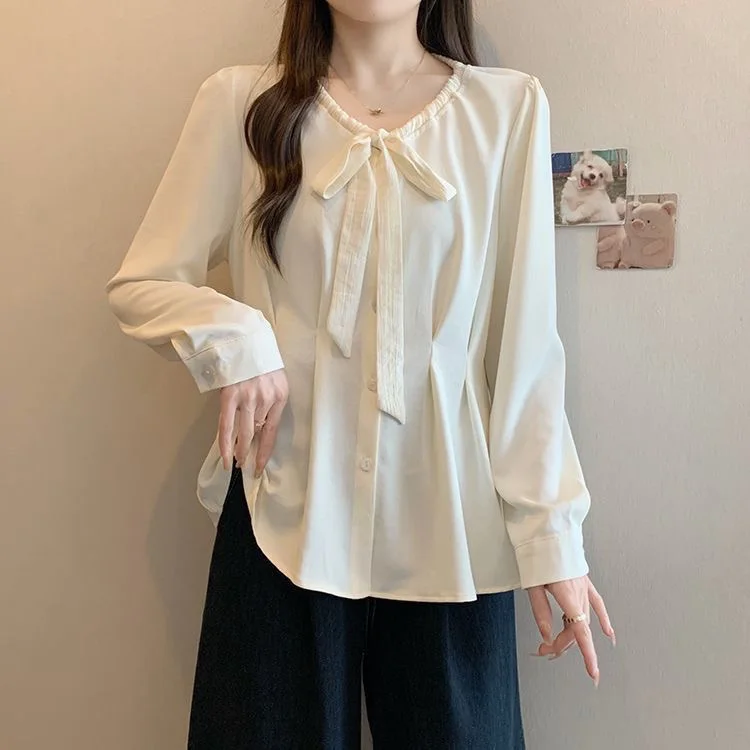 

Рубашки с длинным рукавом женские атласные плиссированные облегающие рубашки в стиле бохо женские романтические молодежные отпускные весенний праздничный вид легкий качественный вес