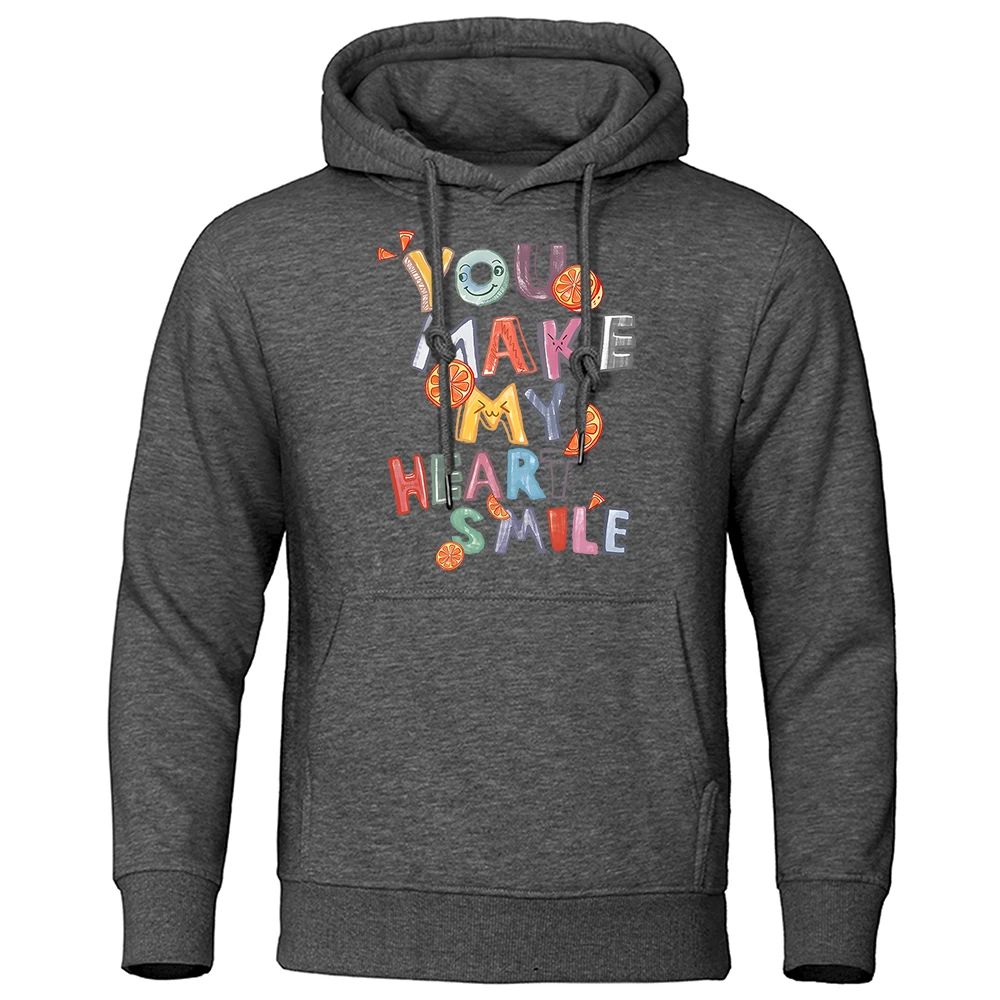 You Make My Heart Smile Men Women Hoody Fashion Loose Clothes Creativity Street Sweatshirt Fleece Oversized Couple Hoodies