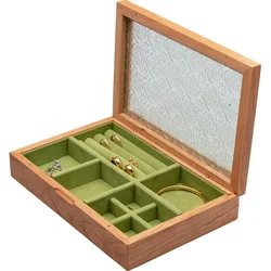 Jewelry Box Storage Box Solid Wood High-end Exquisite 2024 New Handmade Jewelry Box Black Walnut Earrings Necklace Box Storage