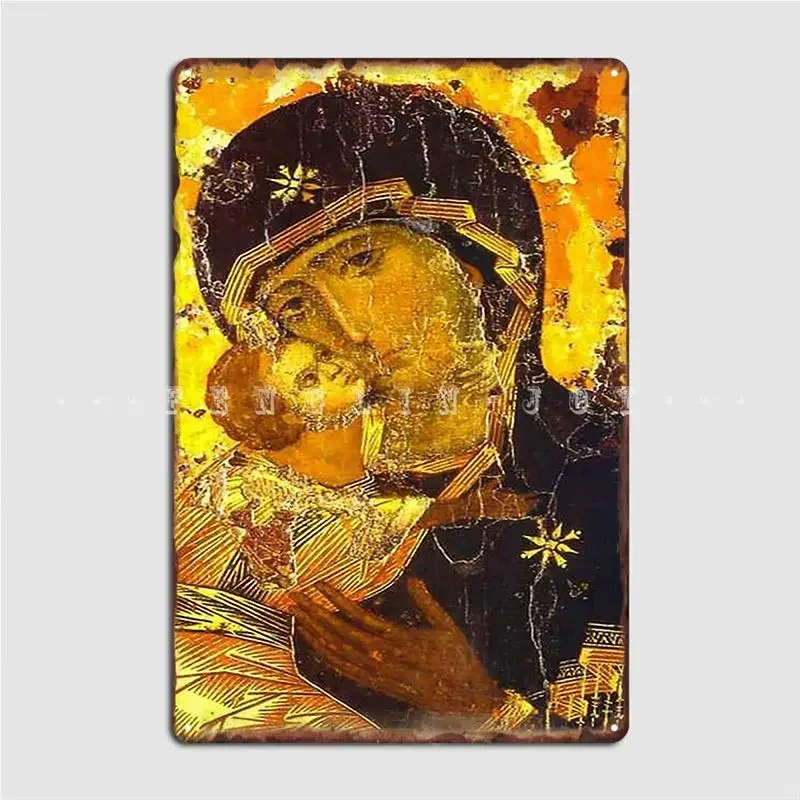 Virgin Mary The Madonna Our Lady Of Vladimir Byzantine Icon Of The Theotokos Metal Sign Wall Decor Club Tin sign Poster
