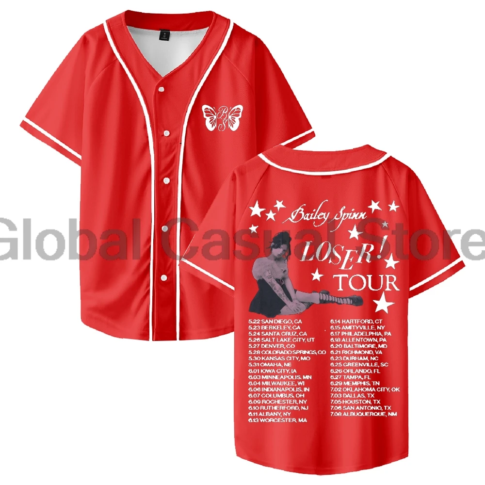 بيلي سبين لوزر تور 2025 البيسبول جيرسي الخامس الرقبة قصيرة الأكمام زر متابعة قمصان الرجال النساء في الهواء الطلق الشارع الشهير القمم