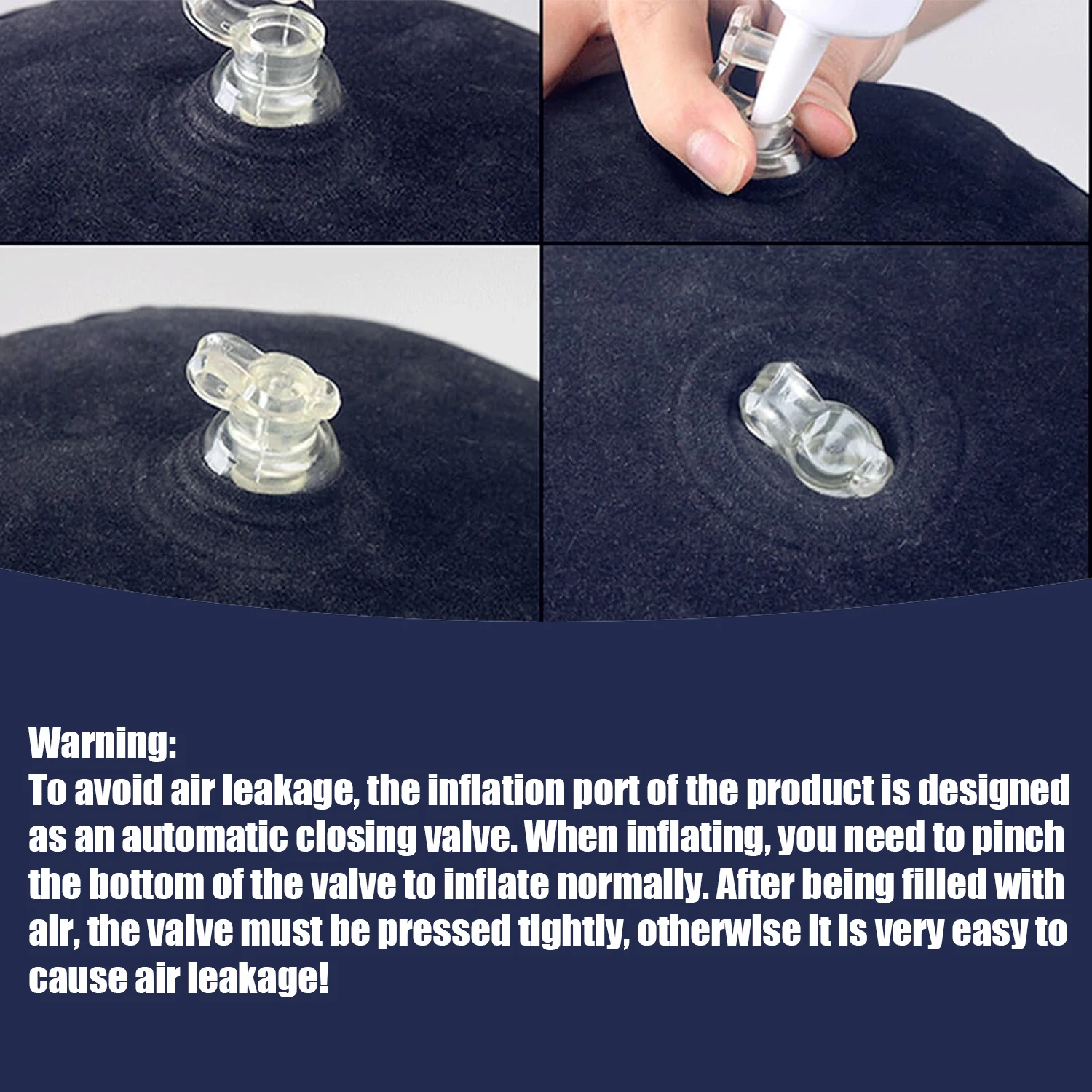 1 وسادة مثلثة قابلة للنفخ باللون الأزرق الداكن، مناسبة للتخييم والاستخدام المنزلي