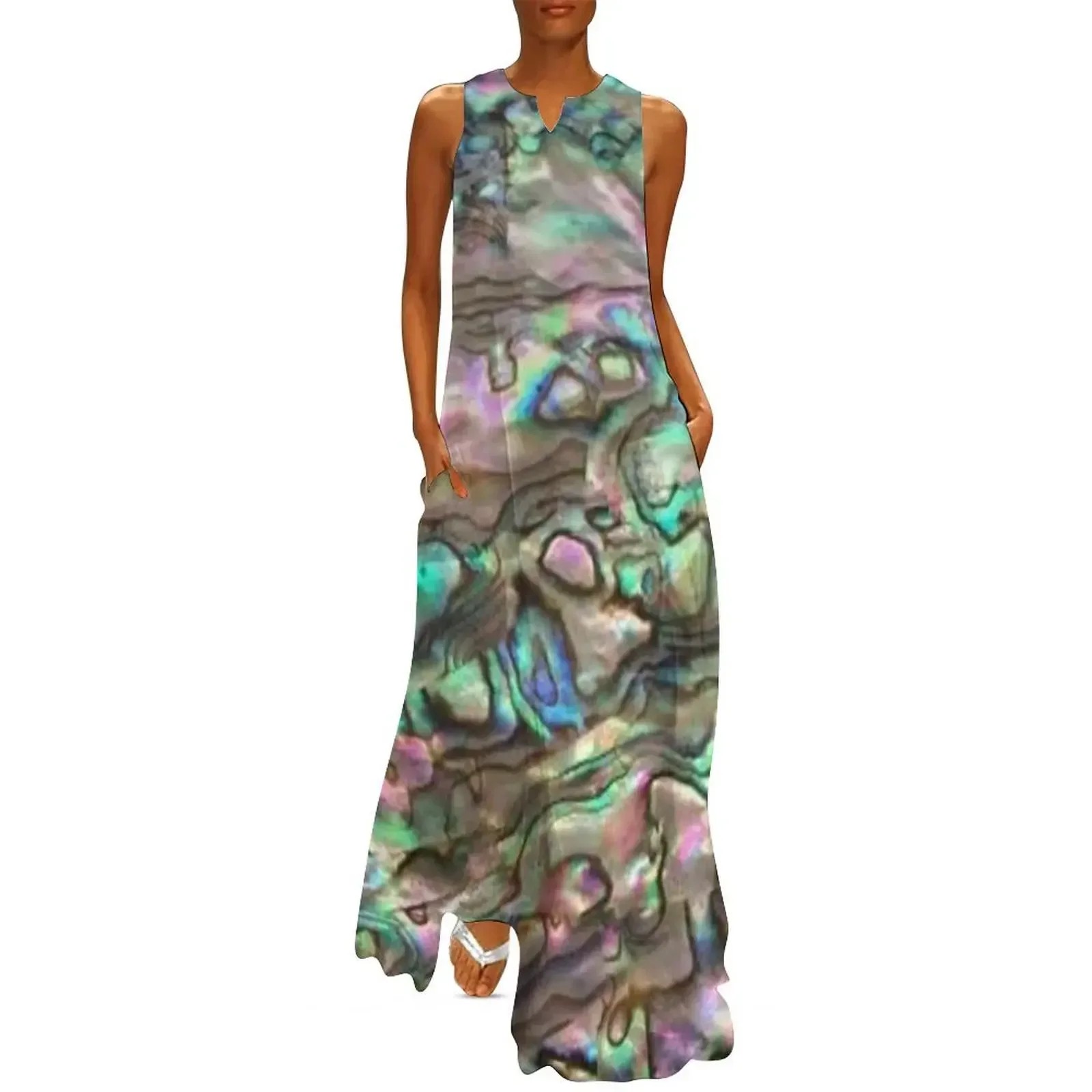 

Natural Abalone Paua Shell Long Dress women long dresses Aesthetic clothing summer woman dress 2025 dress dresses