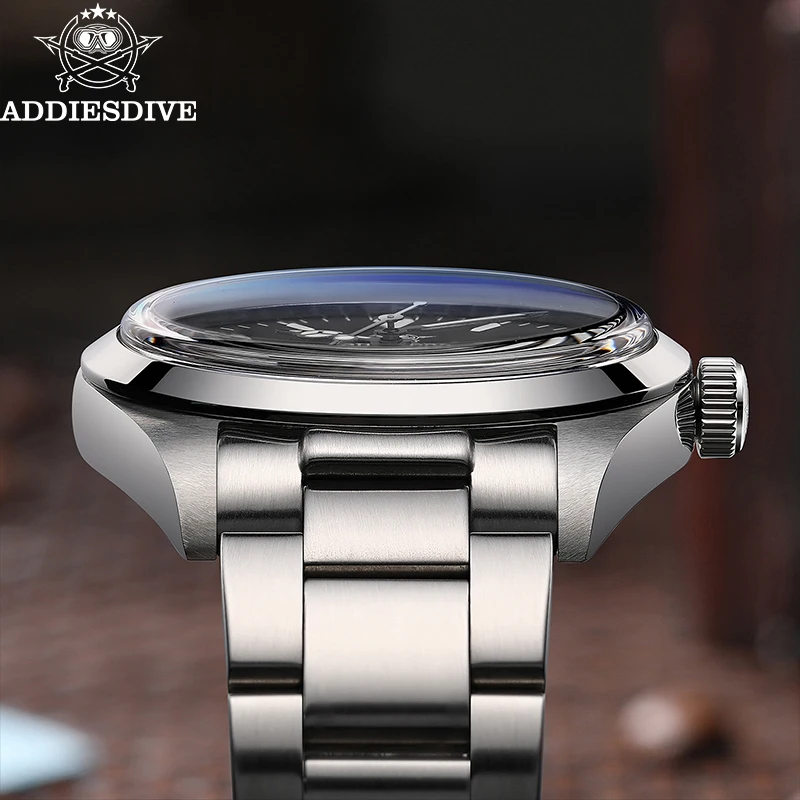 ADDIESDIVE Top Brand Quartz Watch Stainless Steel Sapphire Bubble Mirror Glass BUSINESS Watches Luminous 10Bar Dive Wristwatches