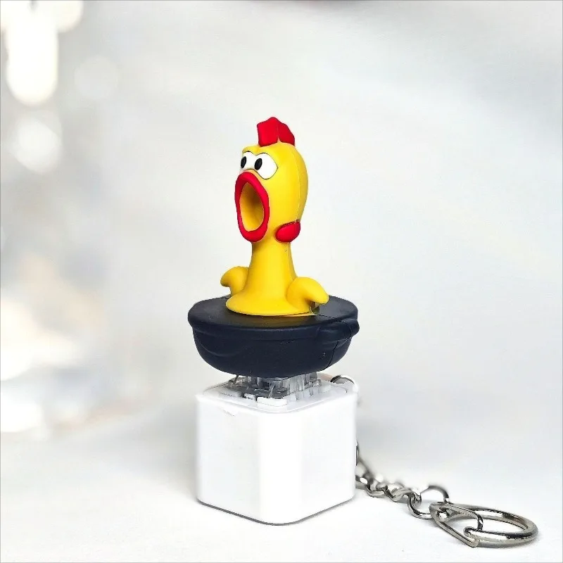 Creative Scream Lizard Chicken Press Button Keychains Sound Light Effects Keychain Adult Bag Hanging Piece Stress-relieving Toy