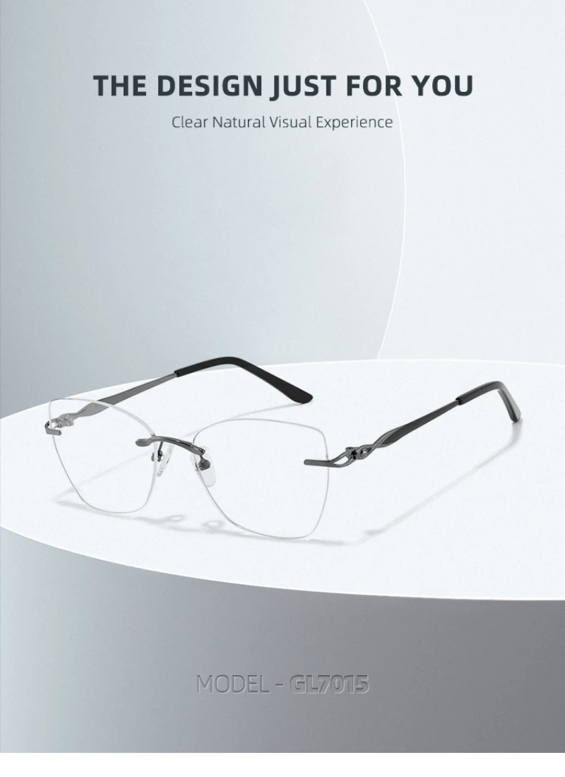 BEMORE Cat Eye Metal Prescription Eyeglasses For Women Photochromic Anti Blue Light Multifocal Grade Glasses near and Far