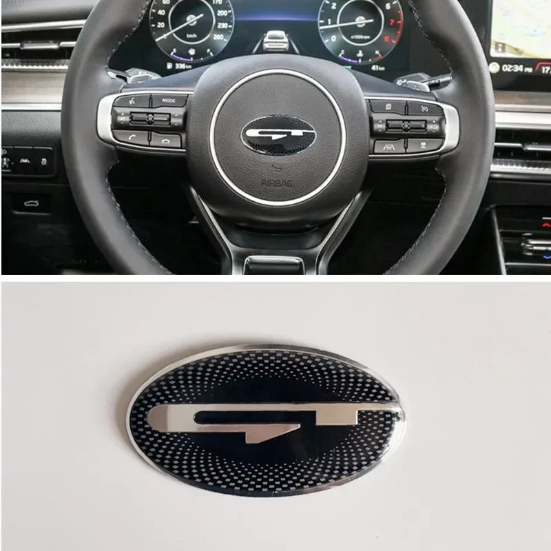 3D Aluminium Car Steering Wheel Center Emblem Badge Sticker Decal For KIA K2 K3 K5 KX5 GT Forte Rio Optima Sorento Accessories