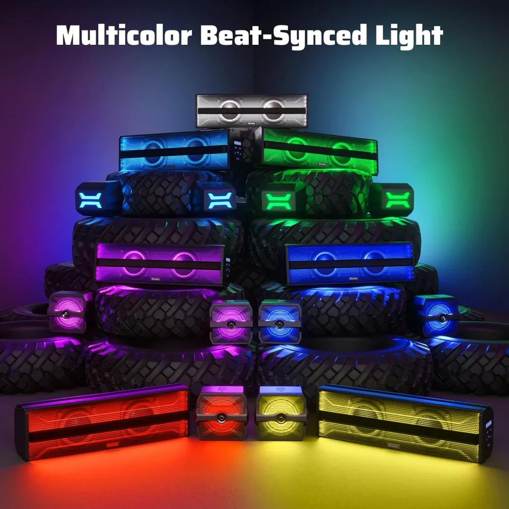 Barra de som estéreo UTV 2.1CH (subwoofer) e alto-falantes, barra de som Bluetooth ATV de 17 polegadas com luzes RGB