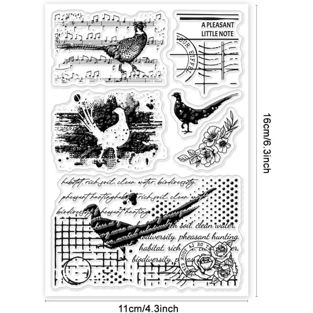 Vintage Pheasant Clear Stamps Pheasant Rubber Stamp Clear Silicone Stamps Transparent Rubber Seal Stamps for DIY Scrapbooking