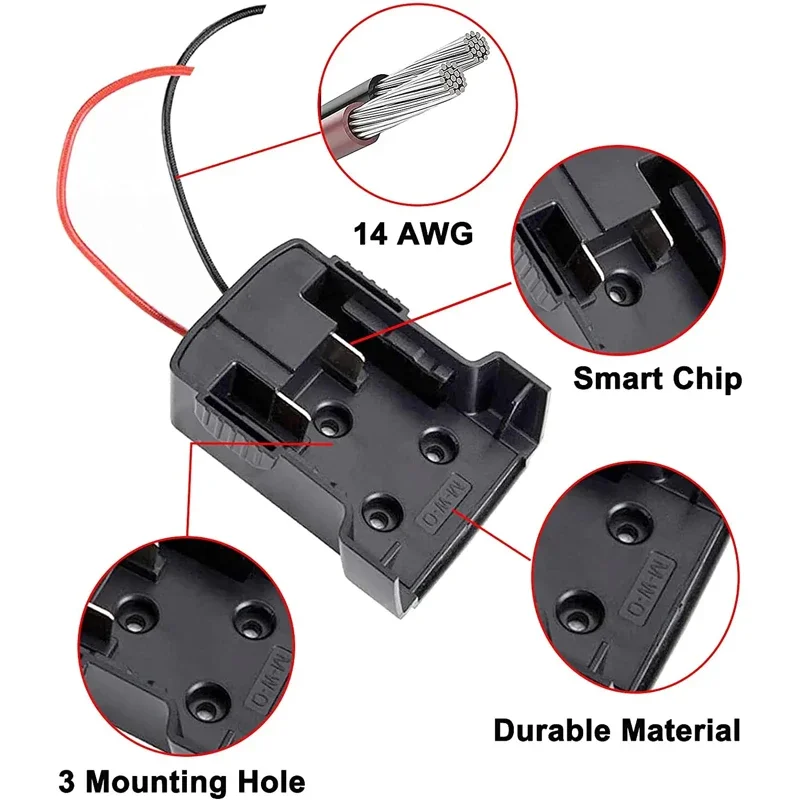 For Milwaukee Battery Adapter Power Source Mount for Milwaukee 18V Lithium Battery Power Connector for RC Truck Robotics Toys