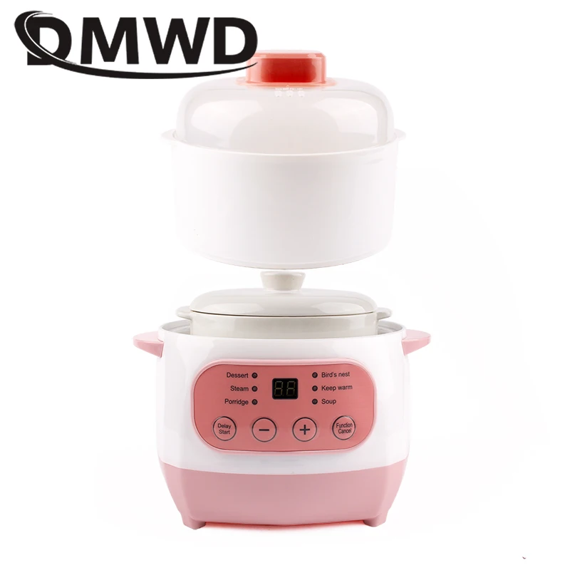 110V/220V Electric Ceramics Slow Cooker Water Stew Soup Porridge Health Pot Eggs Meal Steamer Simmer Baby Food Cooking Machine