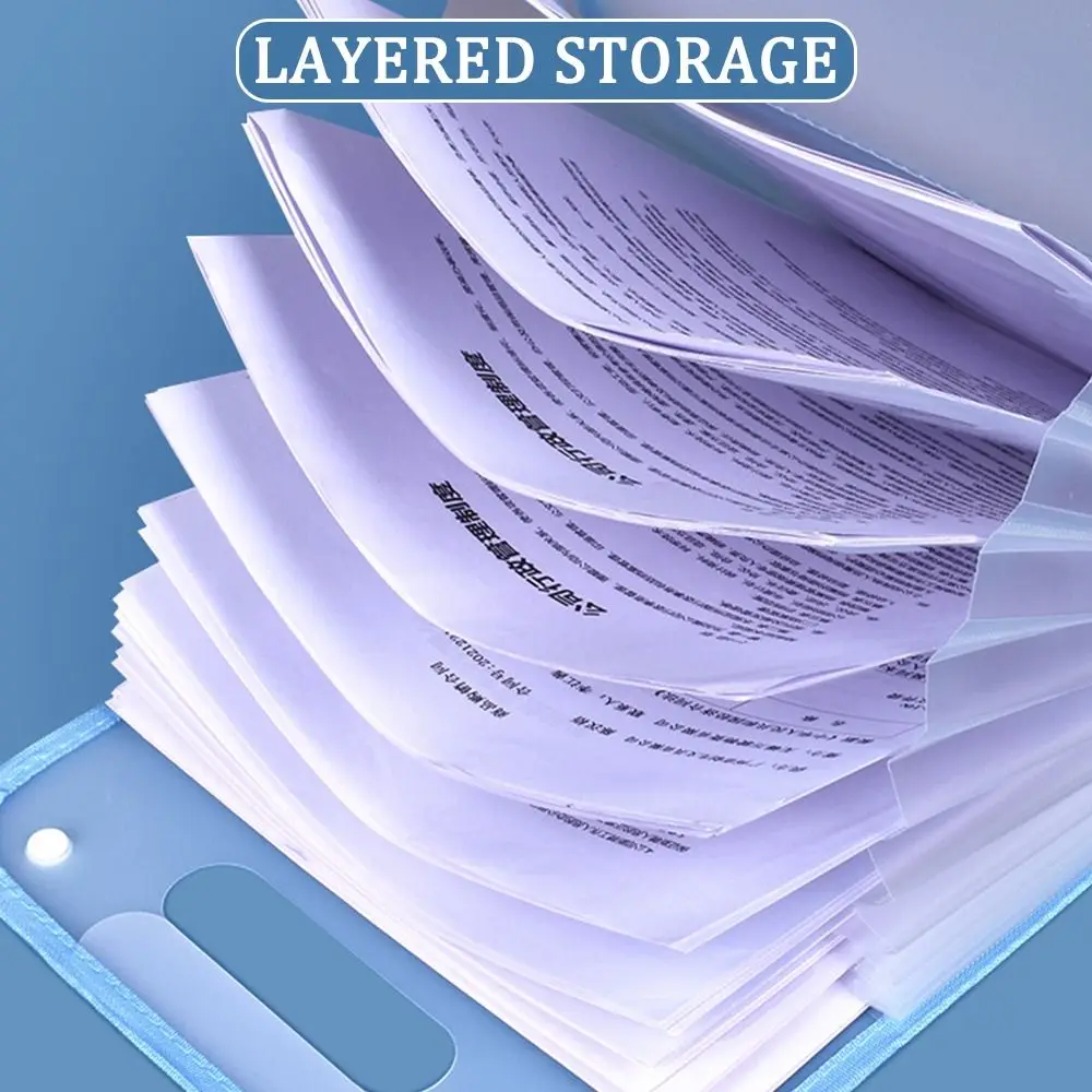 Fashion Waterproof A4 File Folder 13 Pockets Large Capacity File Organizer Plastic Test Paper Storage Folder