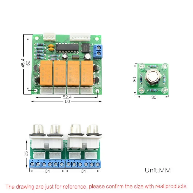 Lusya DIY Kits and finished Relay 4-way Audio Input Signal Selector Switching RCA Audio Switch Input Selection Board