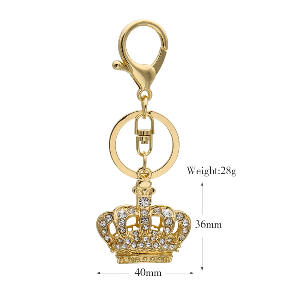 Metal Crown Shape Rhinestone Keychain Alloy Key Ring Creative Keyring Fashionable Gift Hanging Ornament for Girls and Women (Gol