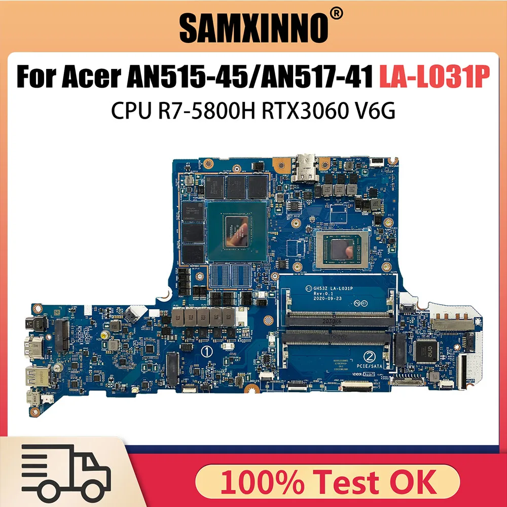 GH53Z LA-L031P Mainboard For Acer Nitro 5 AN515-45 AN517-41 Laptop Motherboard NB.QBC11.002 With R7-5800H CPU RTX3060 V6G