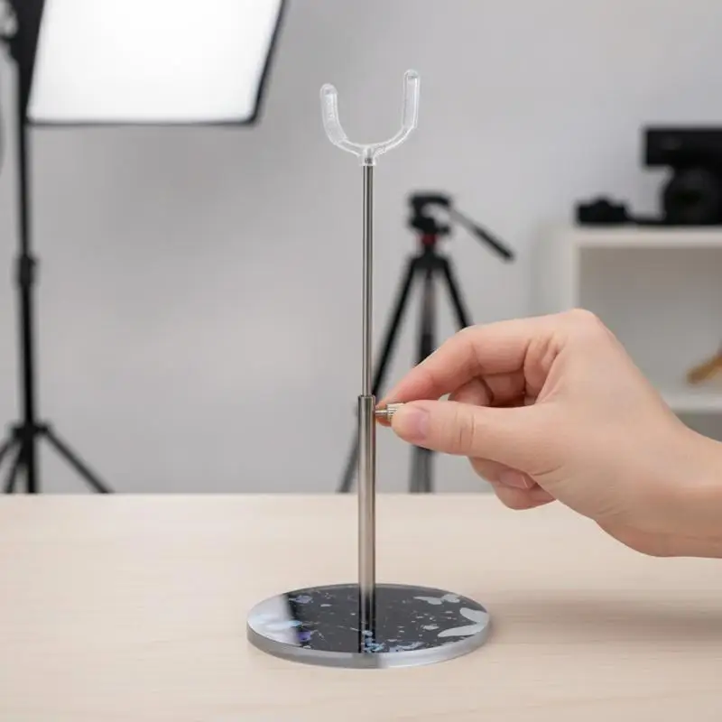 Adjustable Extendable Doll Stand Clear Patterned Acrylic Standing Bracket for Collectible  Dolls Home Showcase Decoration