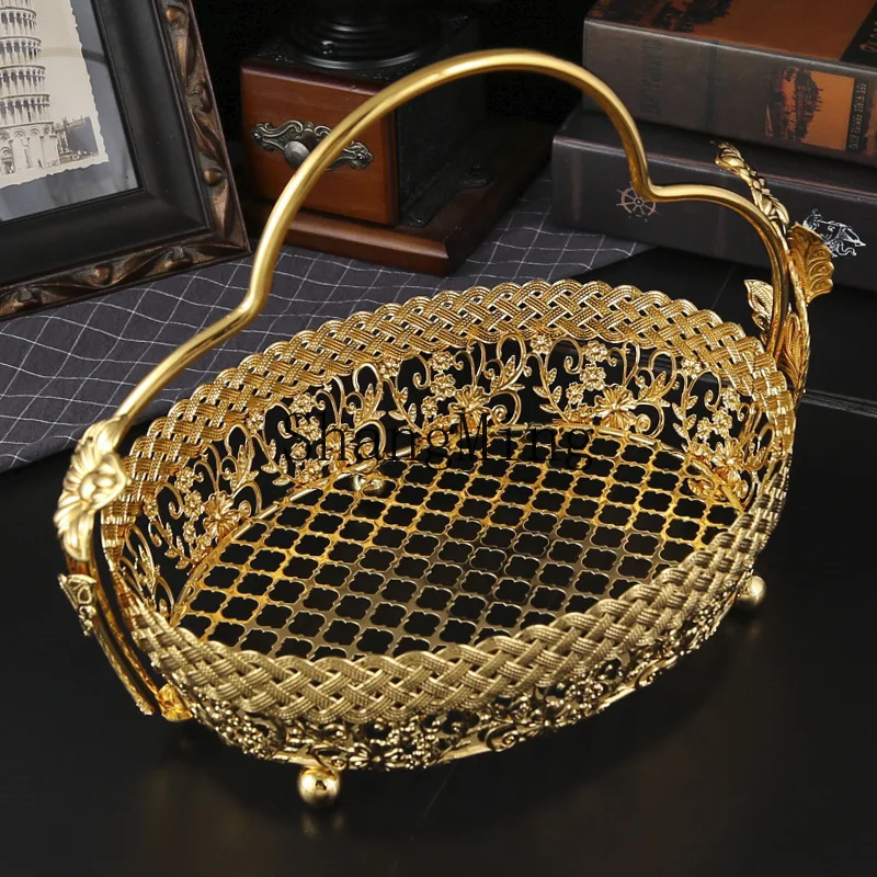 

PYH high-end light luxury home metal iron living room coffee table fruit basket large fruit plate office housewarming