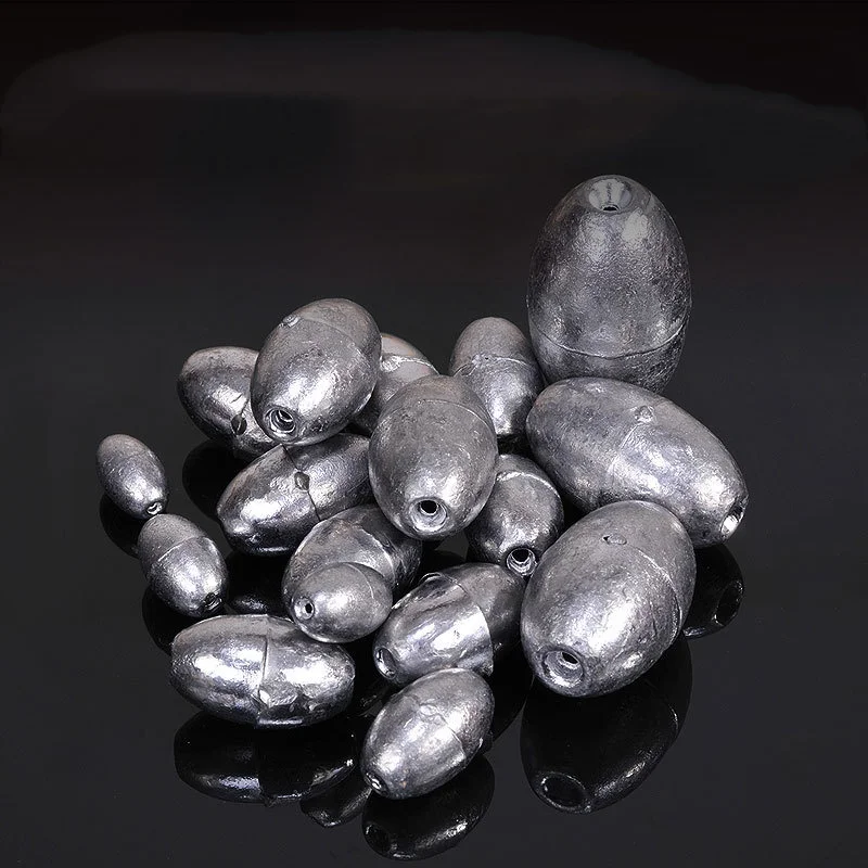 Angelzubehör, Bleisinker, olivförmig, hohl, reine Bleisinker, Lot 5-teilig, Ausverkauf – Detail 5