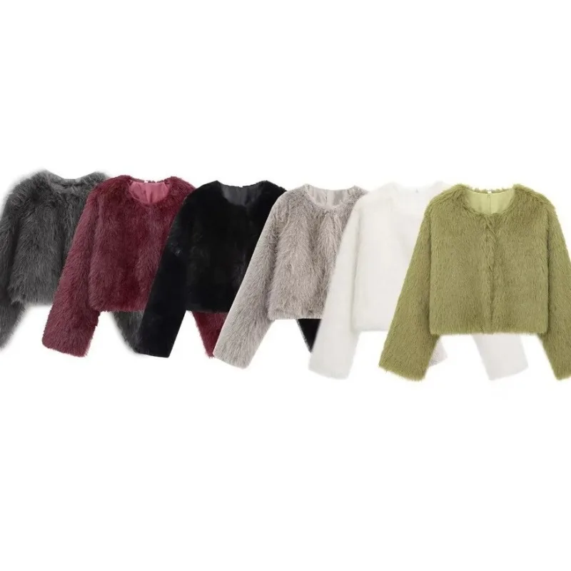 Women's Clothing Artificial Fur Coats Winter Coat Fluffy Soft Effect Short Jackets Outerwear Socialite Comfortable Faux Fur Coat