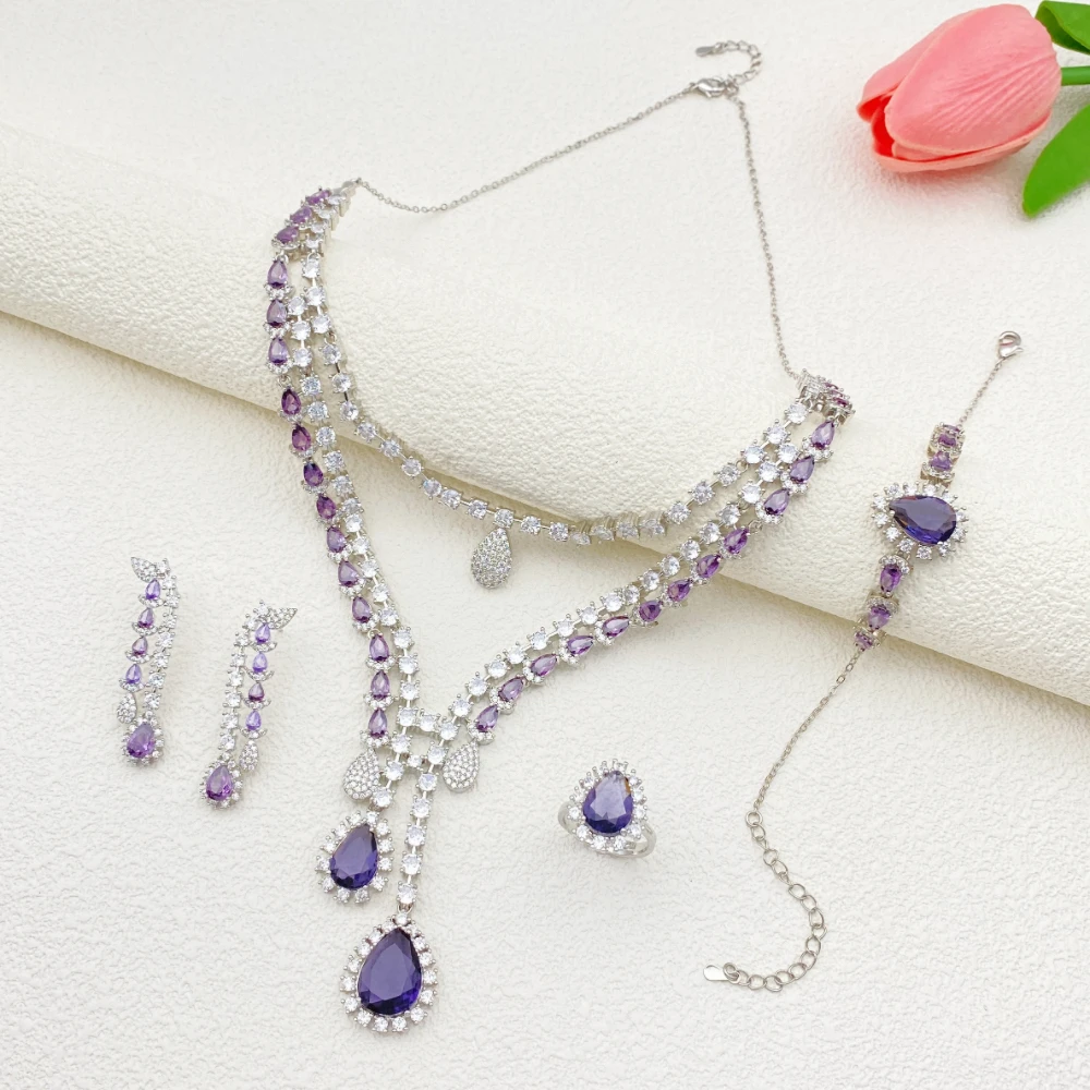 

Флора Ближний Восток невесты позолоченный латунный комплект ювелирных изделий с цирконом браслет кольцо ожерелье серьги для свадебного ансамблю