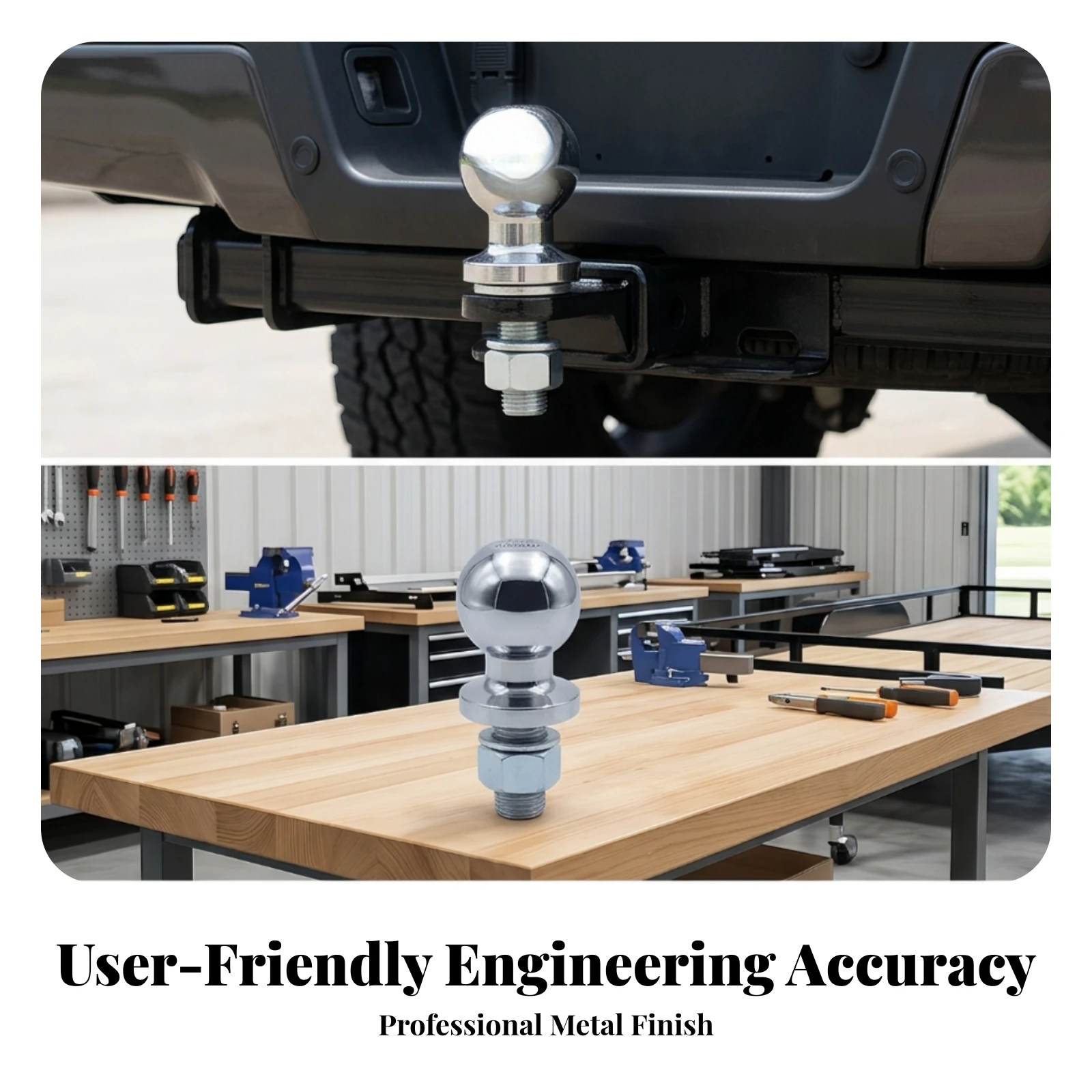 Trailer Hitch Ball Polished Silver Trailer Ball with Nut and Washer Hardware Corrosion-Resistant Dependable for Towing Setup