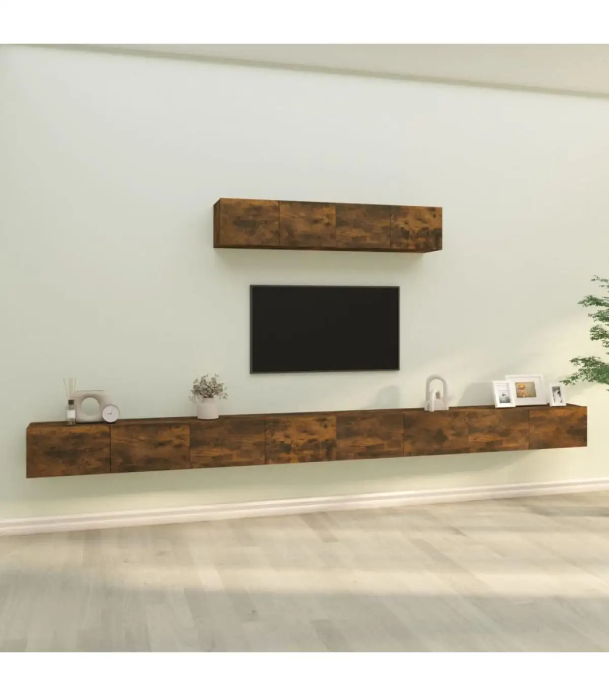 TV furniture Set TV furniture 6 PCs smoked oak plywood