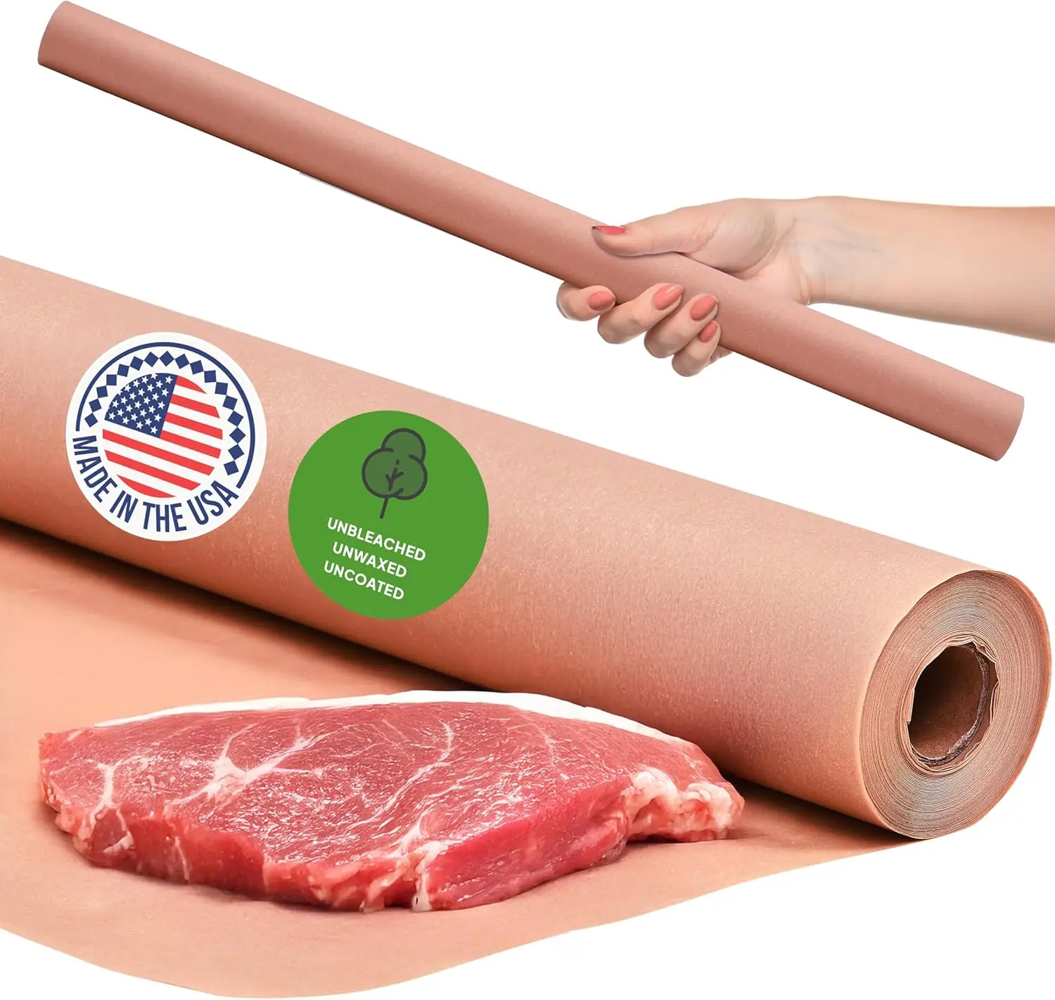 

Рулон бумаги мясника 36x1200 дюймов. Универсальная упаковка для пищевых продуктов, курения и крафт-бумага — сверхпрочная, влагостойкая.