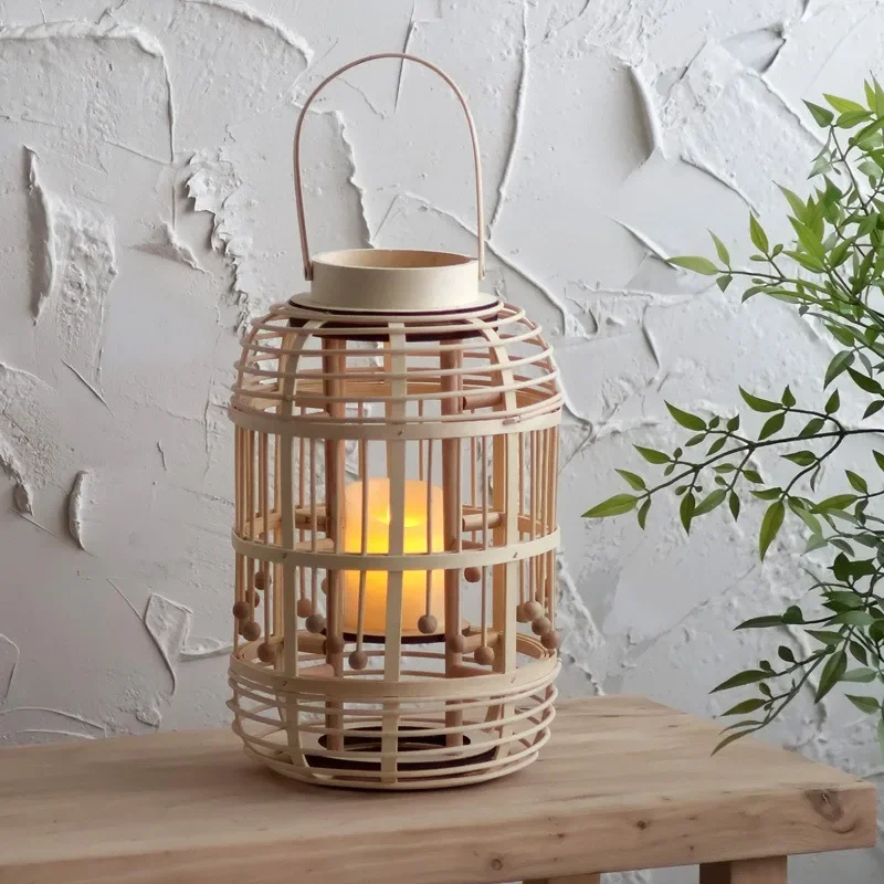 New Chinese wind lamp rattan atmosphere candle candle holder floor retro decorative ornament lantern