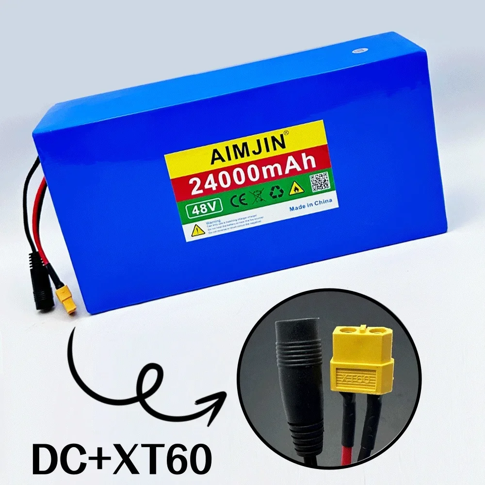 Brand-new 13S6P 48V 24Ah 2000W Panasonic 18650 li-ion battery pack, suitable for 54.6V bicycles+optional built-in BMS plug