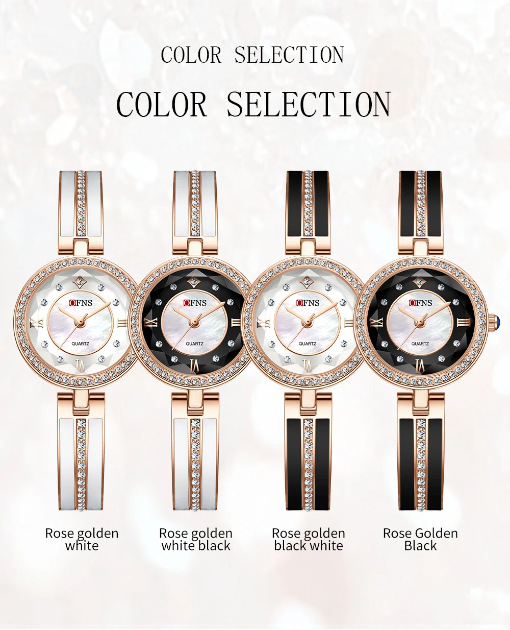 OFNS 新しい 1543 豪華でファッショナブルな女性のクォーツ時計防水とハイエンドのダイヤモンド象嵌女性のクォーツ時計