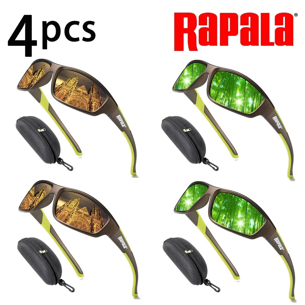 RAPALA 4PCS Fashion Square Polarized Sunglasses Men Women Outdoor Sports Fishing Riding Hiking Sunglasses