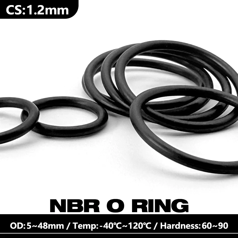 20/50pcs NBR O-Rings OD 3.5~36mm Rubber Seal Oil Sealing Gaskets CS 1.2mm for Pipe Sealing Bathroom Accessories Fixation